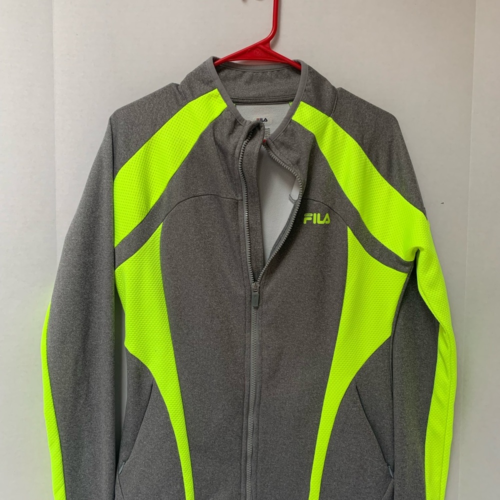 Fila Gray and Neon Yellow Jacket Women’s Size Medium
